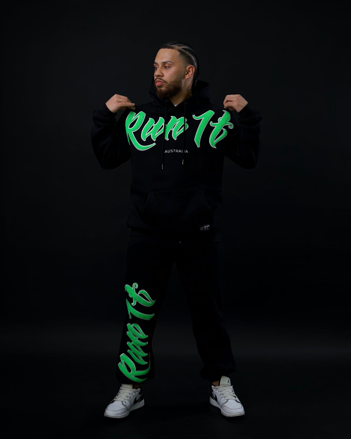 BLACK/LIME V2 CHENILLE TRACKPANTS (PREORDER)