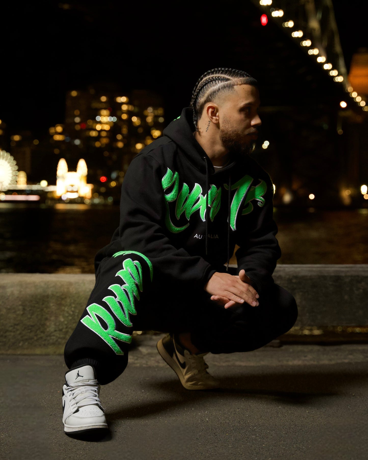 BLACK/LIME V2 CHENILLE TRACKPANTS (PREORDER)