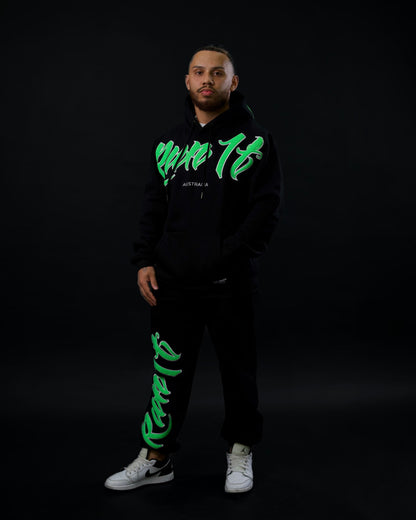 BLACK/LIME V2 CHENILLE TRACKPANTS (PREORDER)