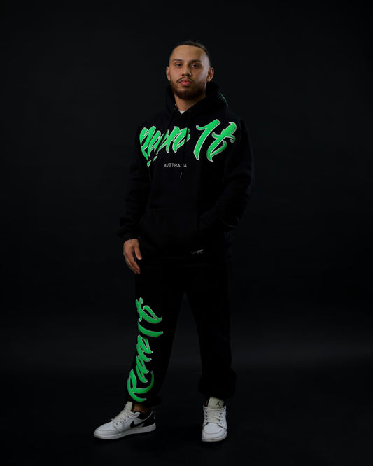 BLACK/LIME V2 CHENILLE TRACKPANTS (PREORDER)