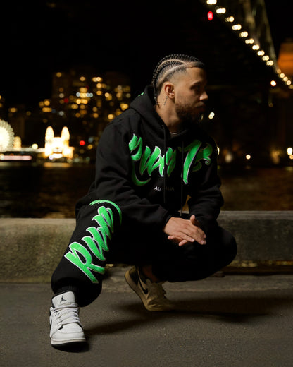 BLACK/LIME V2 CHENILLE TRACKPANTS (PREORDER)