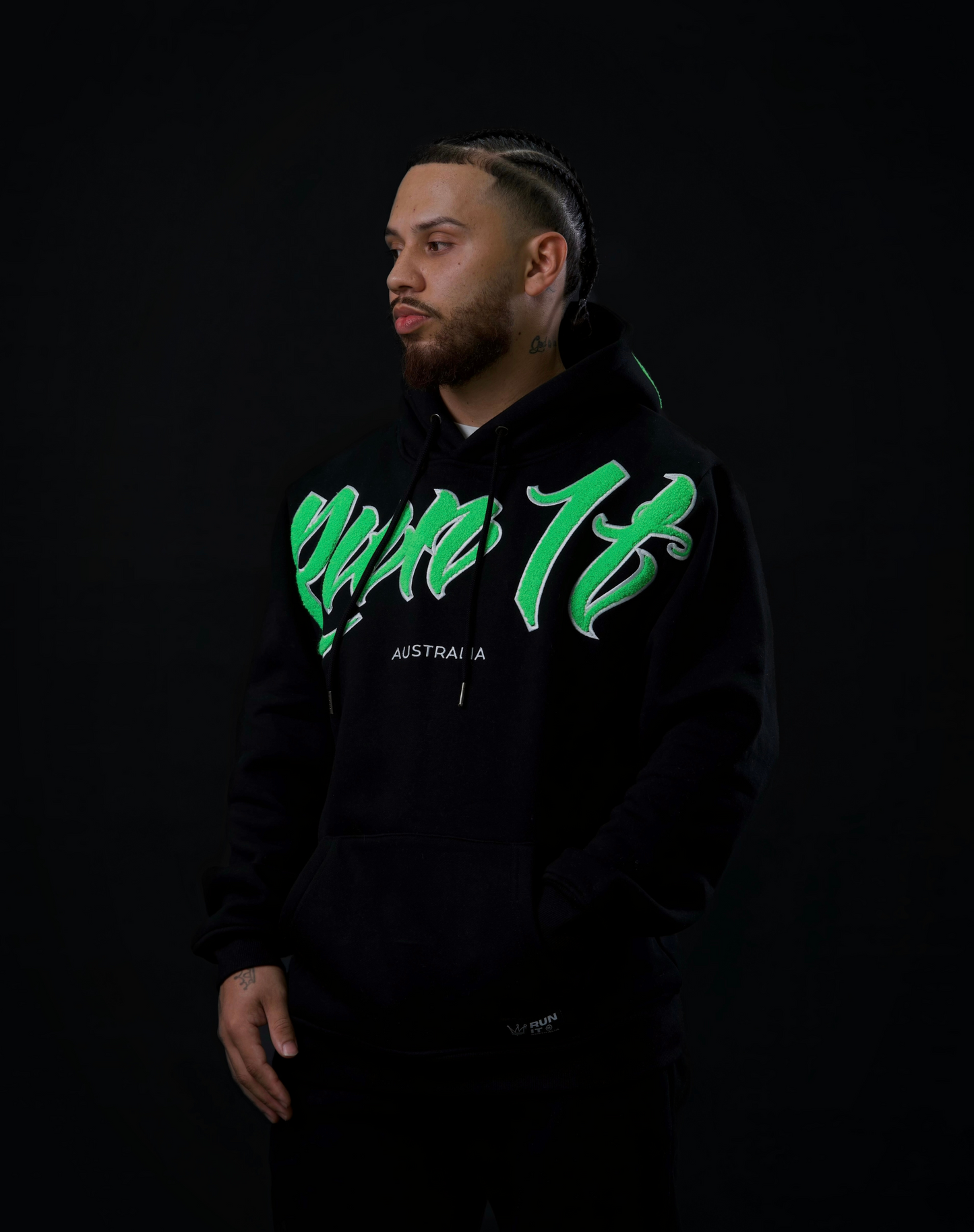 BLACK/LIME V2 CHENILLE HOODIE (PREORDER)
