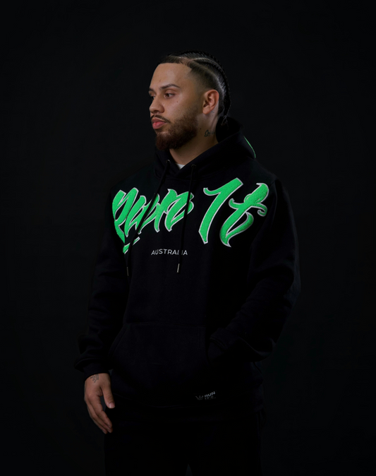BLACK/LIME V2 CHENILLE HOODIE (PREORDER)